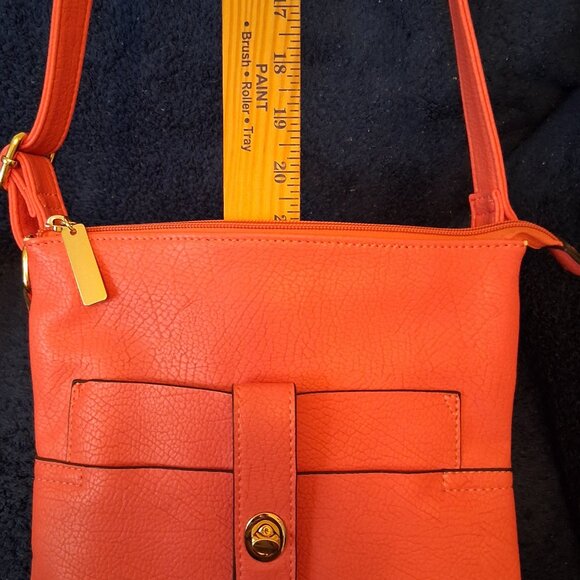 Charming Charlie Tangerine Crossbody/Shoulder Bag Dual Zippers & Snap Closure - Picture 12 of 12